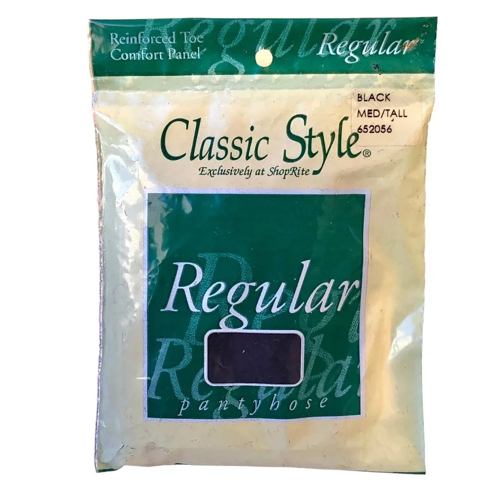 ShopRite Vtg Pantyhose Jet Black Medium/Tall Classic Regular + Control